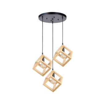 Függesztett csillár, RHOMBUS R SP3, KL113016, 3xE27, natúr