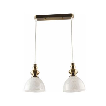 Függesztett csillár, RINI 2, LY-3364, 2xE27, fehér, antikolt bronz