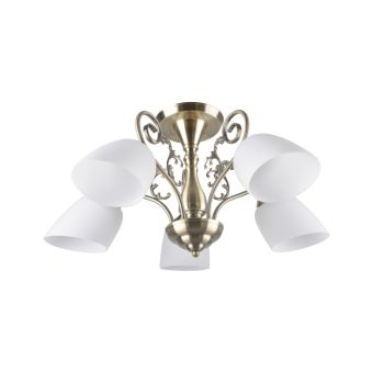 Csillár, ROBYN 5, LY-3276, 5xE27, opálfehér, antikolt bronz