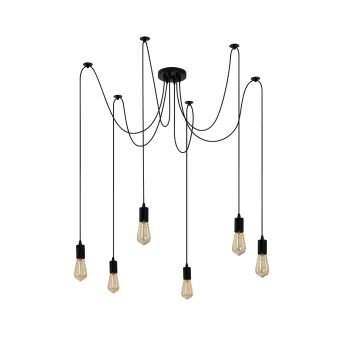 Függesztett csillár, ROPE SP6, KL116001, 6xE27, fekete