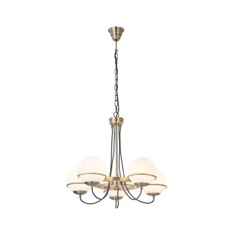 Csillár, SERINITY 5, KL105010, 5xE14, opálfehér, antikolt bronz