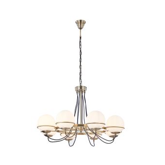 Csillár, SERINITY 8, KL108001, 8xE14, opálfehér, antikolt bronz