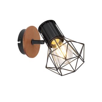 Fali lámpa, SKULL AP1, KL161017, 1xE27, fekete, barna