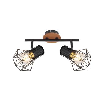 Mennyezeti lámpa, SKULL AP2, KL162018, 2xE27, fekete, barna