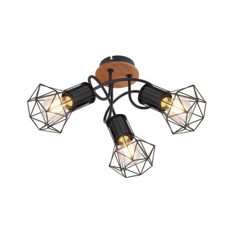 Mennyezeti lámpa, SKULL PL3, KL163017, 3xE27, fekete, barna
