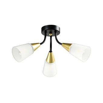 Mennyezeti lámpa, STORM PL3, KL100031, 3xE14, fehér, fekete, arany