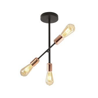 Mennyezeti lámpa, STRAIGHT 3, KL103006, 3xE27, fekete, réz