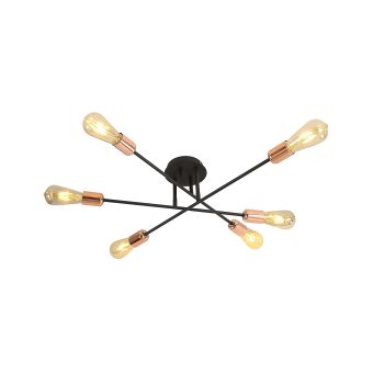 Mennyezeti lámpa, STRAIGHT PL6, KL100008, 6xE27, fekete, réz