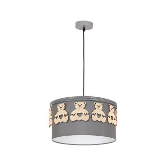 Függesztett csillár, TEDD SP1, KL111116, 1xE27, szürke, natúr