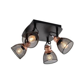 Spotlámpa, URBAN 4, KL6851, 4xE14, fekete, antikolt réz