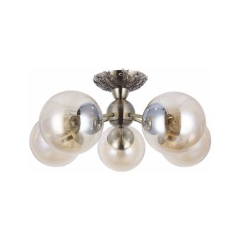 Csillár, VEGA 5, LY-3460, 5xE27, átlátszó, antikolt bronz